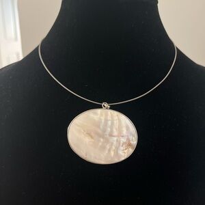 Mother of Pearl Oversized Pendant Choker Necklace